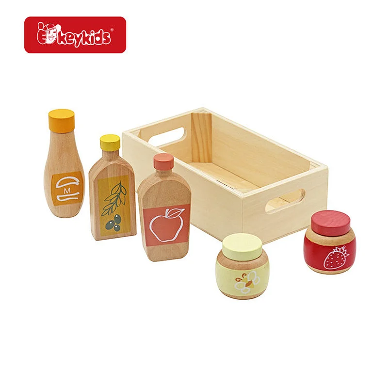 5 Pcs Toy Kitchen Accessories Wooden Play Food Grocery Cans for Kids W10D777