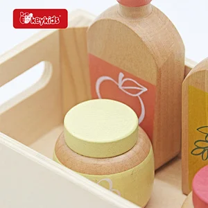 5 Pcs Toy Kitchen Accessories Wooden Play Food Grocery Cans for Kids W10D777