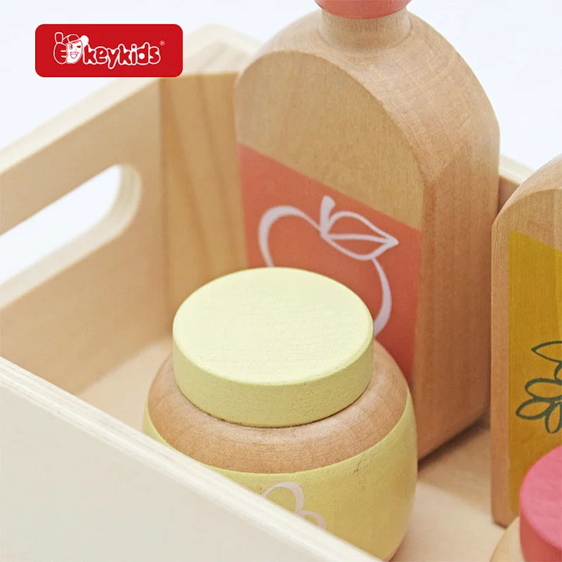 5 Pcs Toy Kitchen Accessories Wooden Play Food Grocery Cans for Kids W10D777