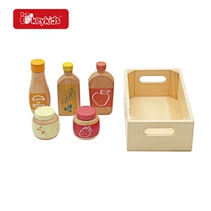 5 Pcs Toy Kitchen Accessories Wooden Play Food Grocery Cans for Kids W10D777