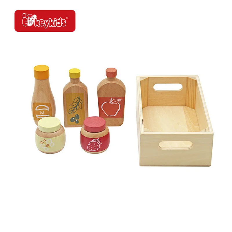 5 Pcs Toy Kitchen Accessories Wooden Play Food Grocery Cans for Kids W10D777