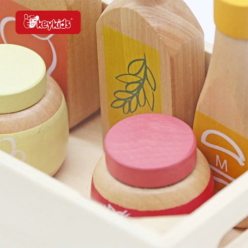 5 Pcs Toy Kitchen Accessories Wooden Play Food Grocery Cans for Kids W10D777